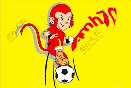 小猴踢足球图片