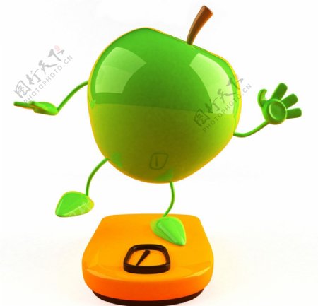 测量体重的苹果3d小人绿色苹果图片