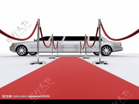 3d红地毯豪华轿车图片素材