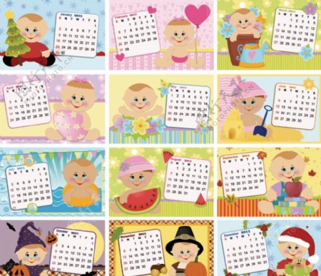 2011日历可爱儿童卡通日历图片
