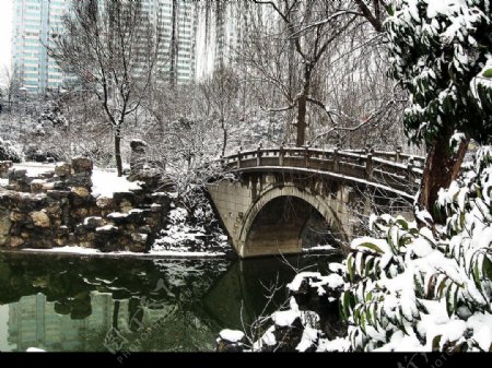 小桥冬景图片