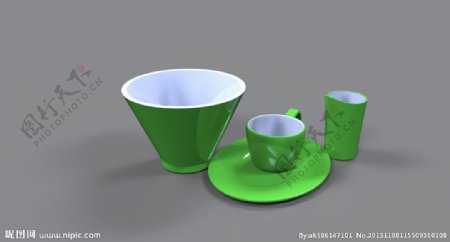 瓷器杯具盘子绿色图片
