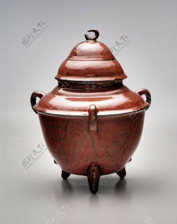 红釉茶叶罐图片