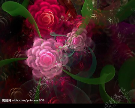 3D抽象梦幻花朵图片