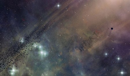宇宙小行星团图片