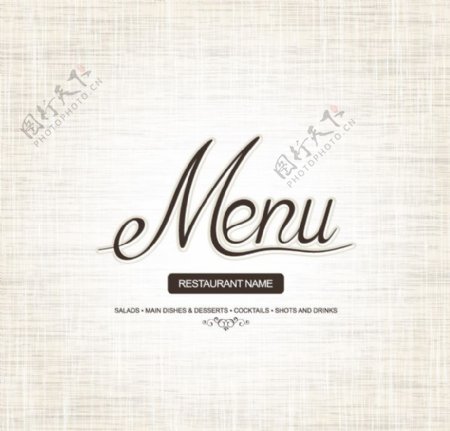 墨迹线条欧式菜单封面设计图片