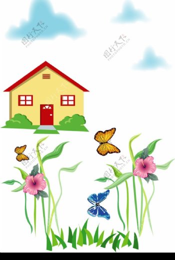 植物花朵房子图片