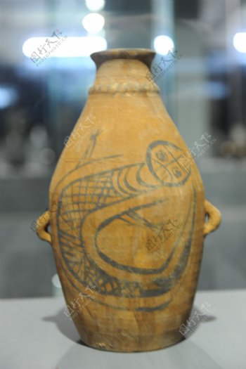 新石器时期183仰韶文化鲵鱼纹罐图片