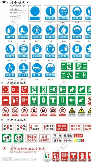 指令消防安全电力作业标志图片