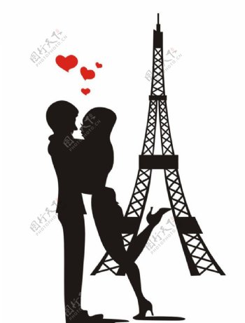 巴黎铁塔下的爱情图片