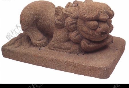 沙石雕刻狮子压石图片