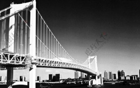 黑白大桥装饰画图片