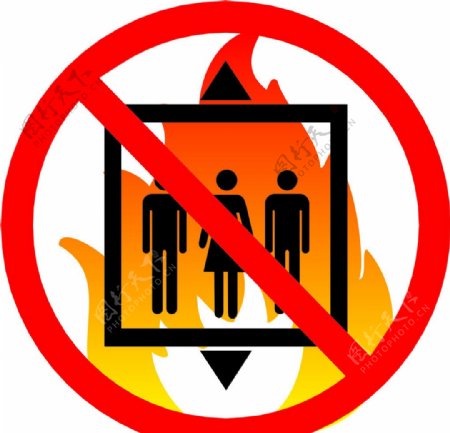 火灾禁止乘坐电梯图标图片