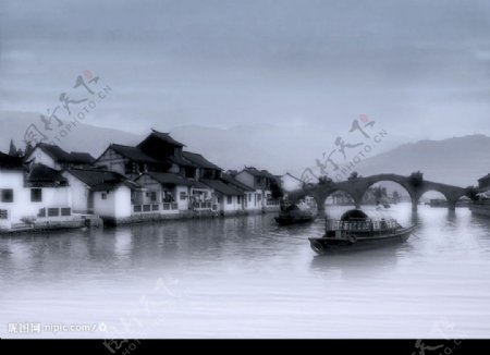 江边小镇图片