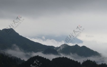 云雾中的井冈山主峰图片