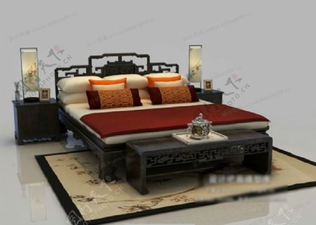 非常漂亮中式床图片