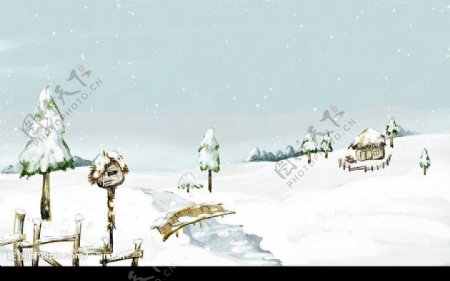 童话中美丽的冬天风景图片