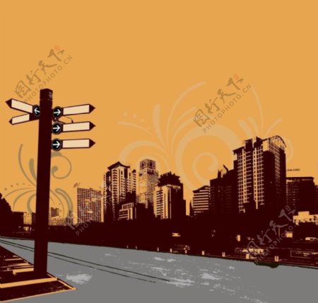 城市建筑插画图片