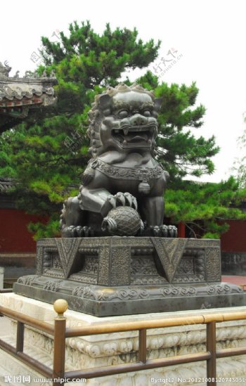 颐和园铜狮图片