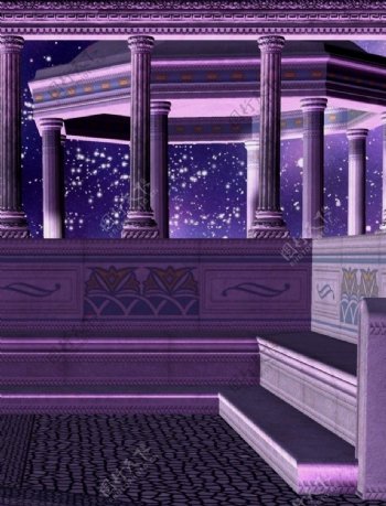 紫色温馨浪漫背景影楼背景古典建筑图片
