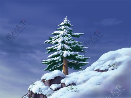 动画背景雪树图片