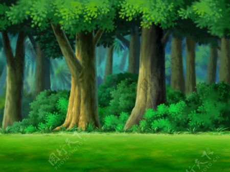动画背景树林树丛图片