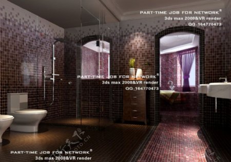 浴室卫生间3dsmax室内模型vray带全部贴图图片