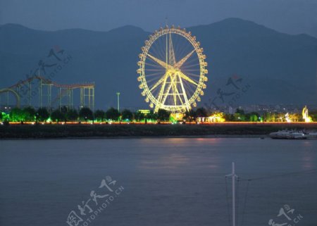 温州江心屿夜景图片