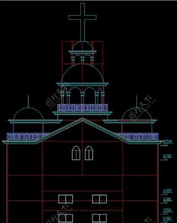 某三层教堂立面图片