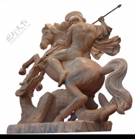 石雕素材骑马持剑艺术大气图片