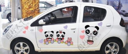 吉利熊猫车贴图片