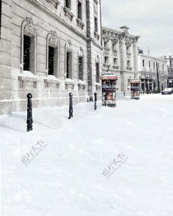 雪后欧洲街道图片