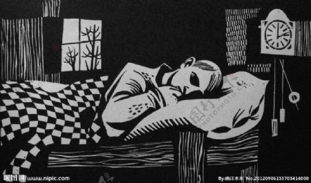 伊万183苏比奇午睡木刻版画南斯拉夫图片