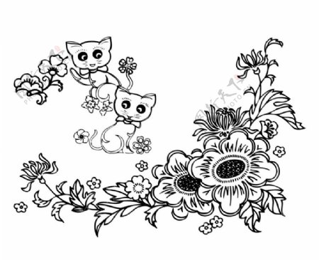 刺绣花猫图片