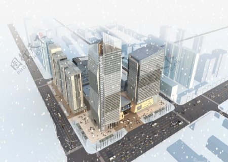 金融广场雪景设计图片