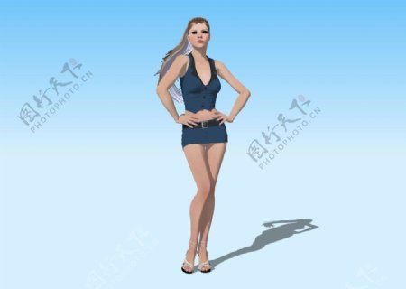 美女站式3D模型图片