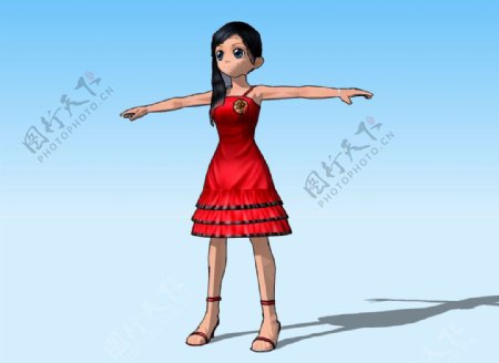 红裙美眉3D模型图片