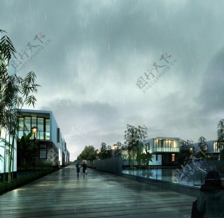 房地产楼盘园林景观设计效果图PSD分层素材图片