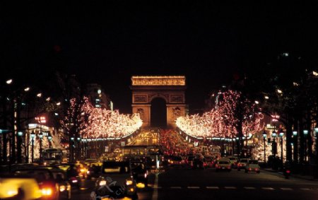 巴黎香榭里大街夜景图片