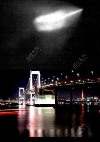 東京彩虹橋上的白光图片