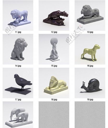 动物的雕塑模型图片