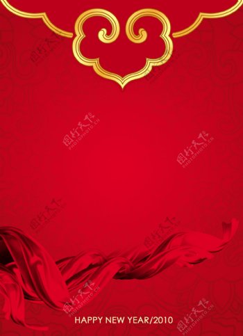 红色背景新年丝带春节喜庆图片