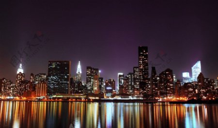 城市江边夜色图片