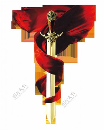红绸卷利剑图片