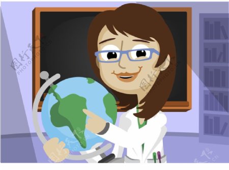 卡通教师地球仪图片