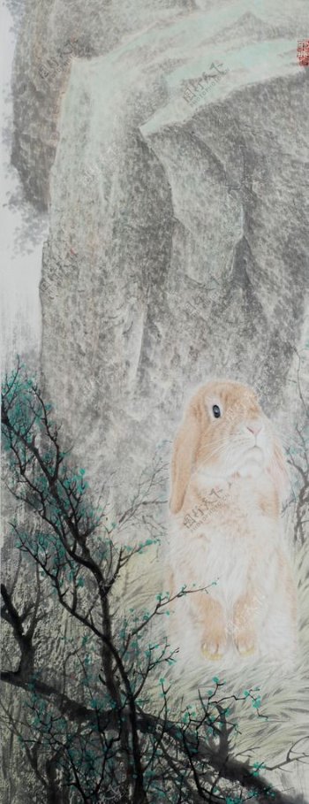 国画兔子图片