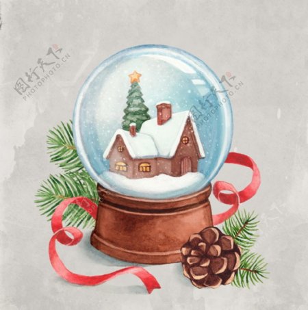 圣诞水晶球插画图片