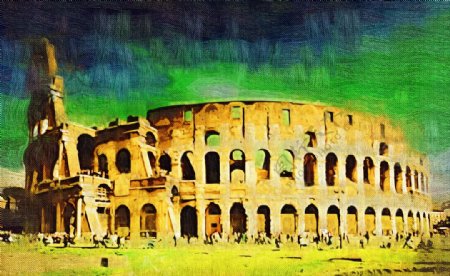 罗马建筑抽象画装饰画图片