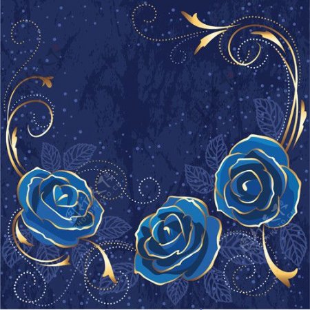 蓝玫瑰经典背景矢量图片