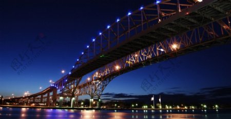 蓝水桥夜景图片